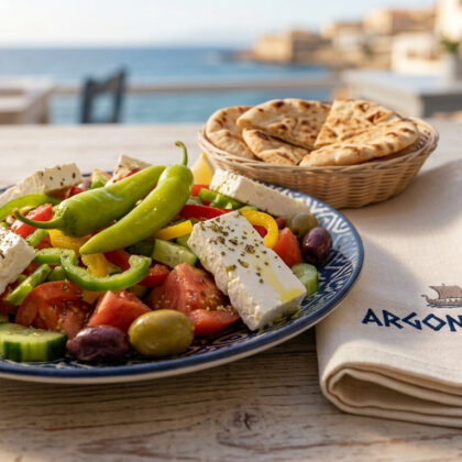 Salade grecque avec feta - olives - piments